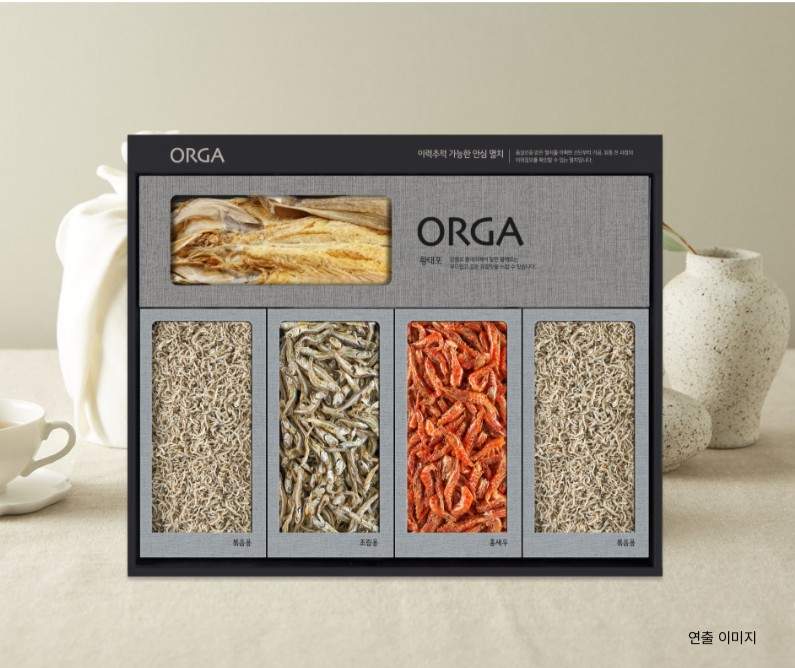 [선물세트] 올가홀푸드 프리미엄 대관령 황태 건어물 4종 혼합세트 + 쇼핑백