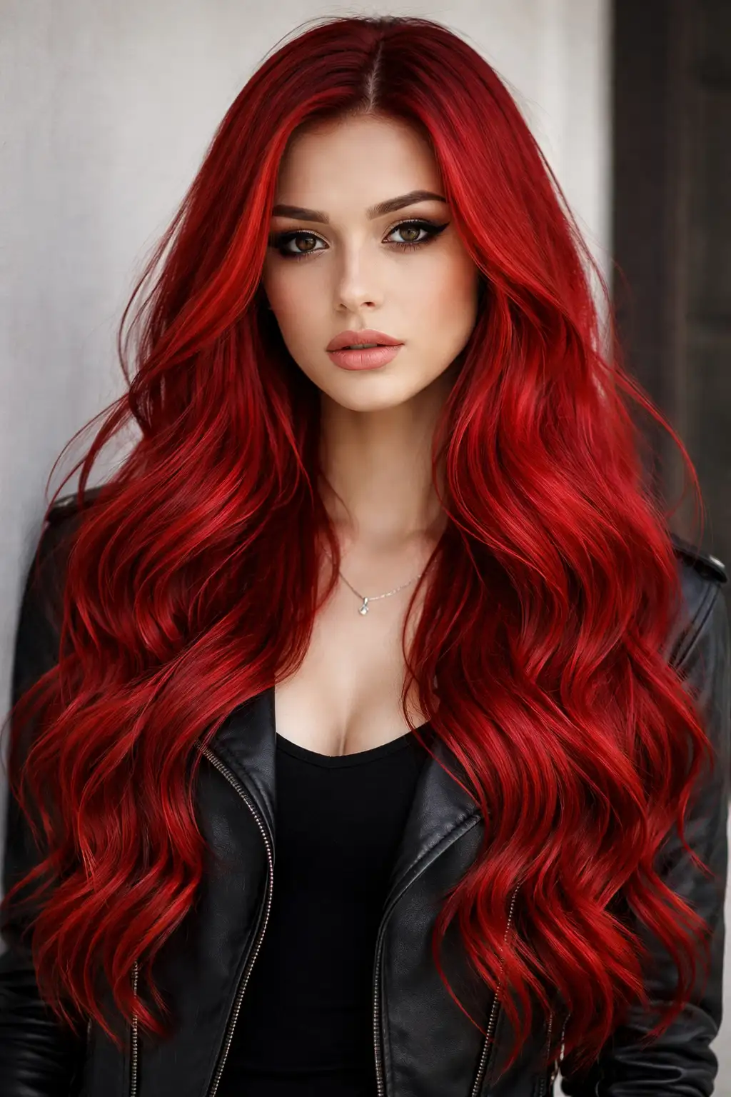 긴머리 레드염색