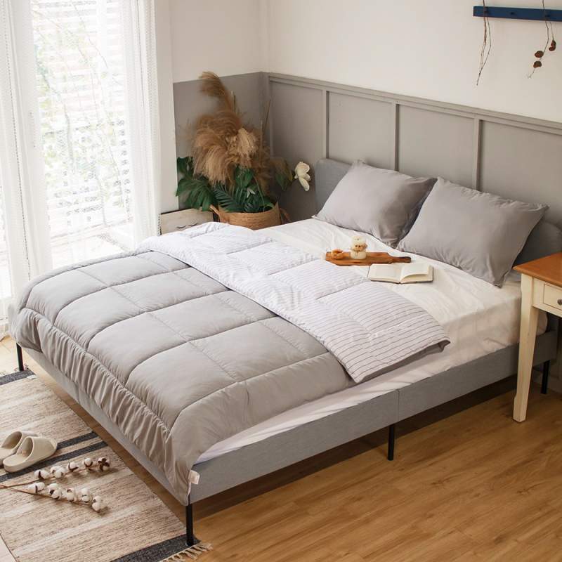 [아비스] 엘리나 호주산 양모 호텔감성 양면 이불 Q +베개피 세트 쿨그레이&화이트