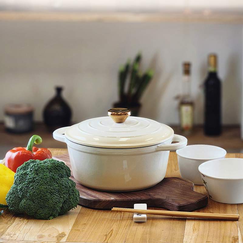 [아비스] 라르떼 IH 펄(Pearl) 아이보리 그라데이션 무쇠주물냄비 22cm