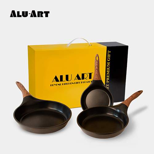 [알루아트] IH 블랙캐스트팬 20cm+26cm+28cm 불소+세라믹코팅 프라이팬